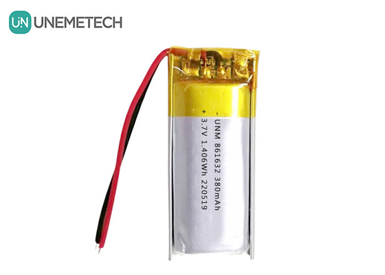 1S Baterias LiPo 3.7V 380mAh Bateria recarregável Li-polímero 861632 para lâmpada de mesa