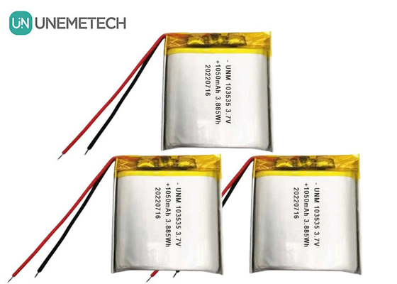 3.7V 1050mAh Custom Compact Design Lipo Bateria 103535 Para projetores em miniatura