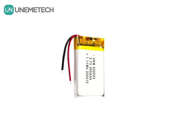 3.7V 300mAh 522033 Flexível Custom Bateria Li-ion Polymer para relógios inteligentes