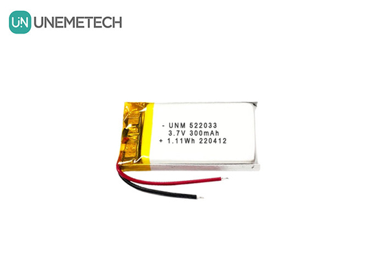 3.7V 300mAh 522033 Flexível Custom Bateria Li-ion Polymer para relógios inteligentes