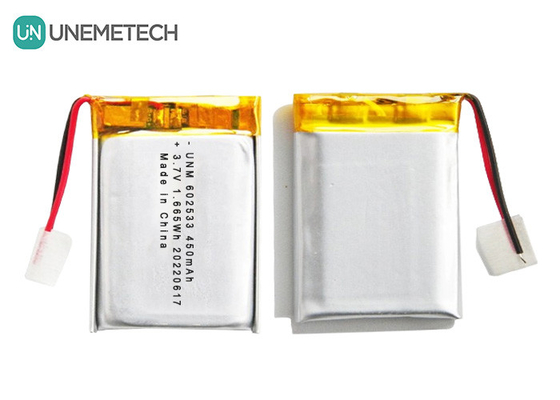 Recarregável 3.7V 450mAh 602533 Deep Cycle Lipo Battery Para relógios inteligentes