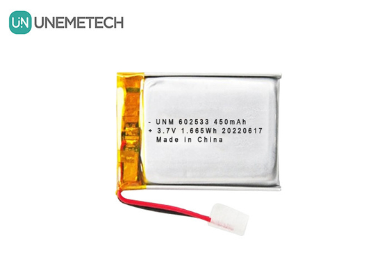 Recarregável 3.7V 450mAh 602533 Deep Cycle Lipo Battery Para relógios inteligentes