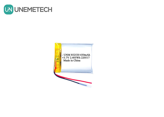 3.7V 650mAh Bateria recarregável de polímeros de iões de lítio 852530 para fones de ouvido