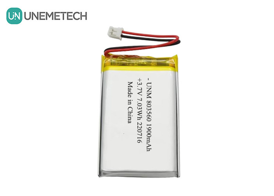 Bateria de lítio polímero flexível recarregável 3.7V 1900mAh 803560 para lanternas