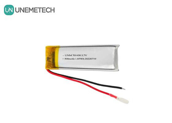 3.7V 500mAh 701450 Bateria recarregável de polímero de lítio para sensores de temperatura