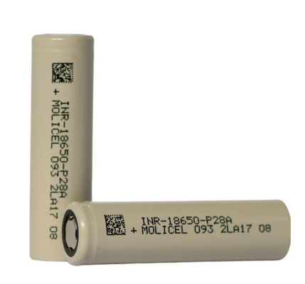 Molicel INR-18650-P28A 18650 Bateria 3.6V 2800mAh com 35A Max corrente de descarga contínua