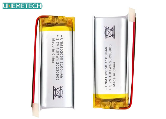 Bateria Lipo personalizada 102050 3.7 V 1100mAh Li Polymer Battery Pack com aprovação CE