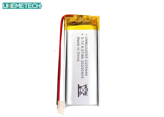 Bateria Lipo personalizada 102050 3.7 V 1100mAh Li Polymer Battery Pack com aprovação CE