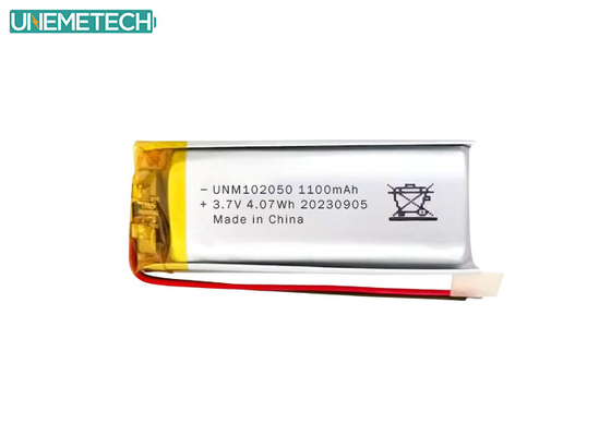 Bateria Lipo personalizada 102050 3.7 V 1100mAh Li Polymer Battery Pack com aprovação CE