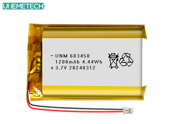 3.7V 1200mAh Bateria recarregável de polímero de lítio 603450 com aprovação CE para electrónica