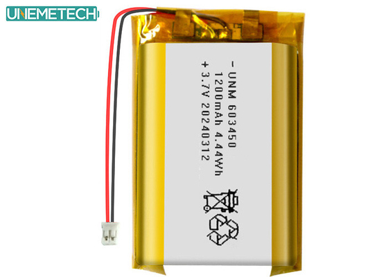 3.7V 1200mAh Bateria recarregável de polímero de lítio 603450 com aprovação CE para electrónica