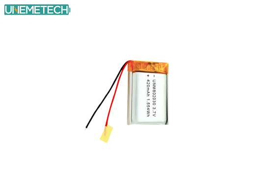 3.7V 420mAh 802030 Bateria recarregável de lítio de polímero para dispositivos eletrónicos