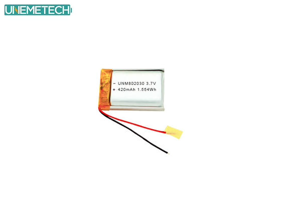 3.7V 420mAh 802030 Bateria recarregável de lítio de polímero para dispositivos eletrónicos