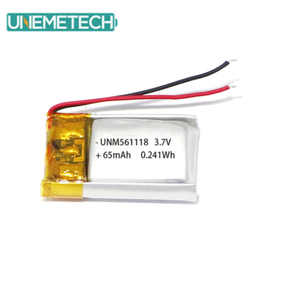 3.7V 65mAh 561118 Bateria recarregável personalizável de polímero de lítio para auscultadores