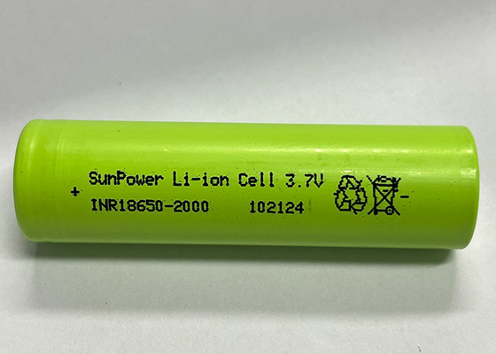 SunPower 18650 2000mAh 20A Bateria recarregável de íons de lítio Célula de 3.7V Baterias de íons de lítio para ferramentas elétricas