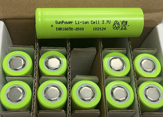 SunPower 18650 2000mAh 20A Bateria recarregável de íons de lítio Célula de 3.7V Baterias de íons de lítio para ferramentas elétricas