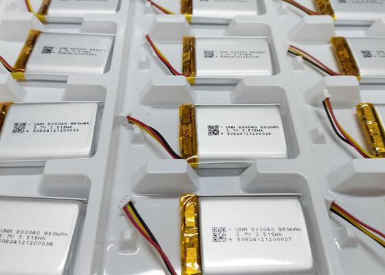 3.7V 950mAh 803040 Bateria de íons de lítio de polímero com Molex51021-3P para eletrônicos externos